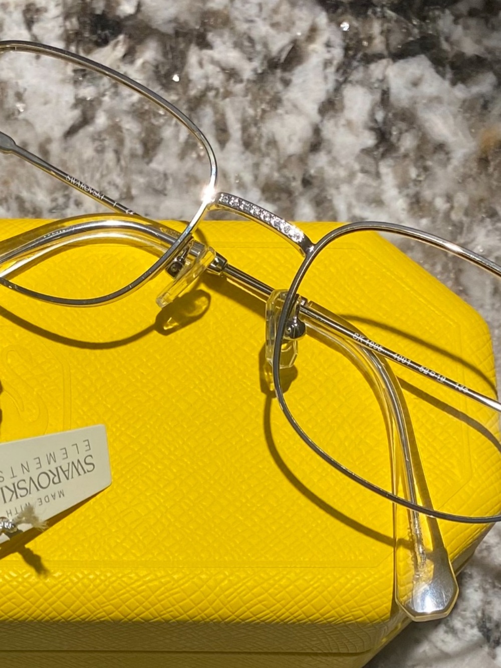 Swarovski Gold-Tone Round Crystal Bridge Eyeglasses